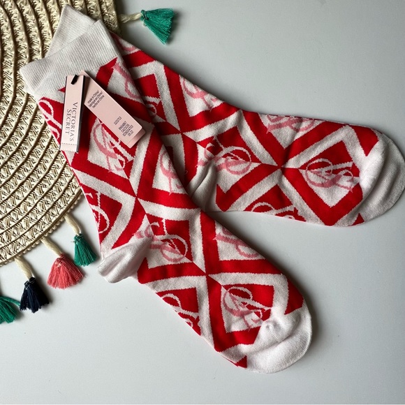 Victoria's Secret Accessories - Victoria's Secret Bamboo Socks Flame Pink Logo One Size NEW